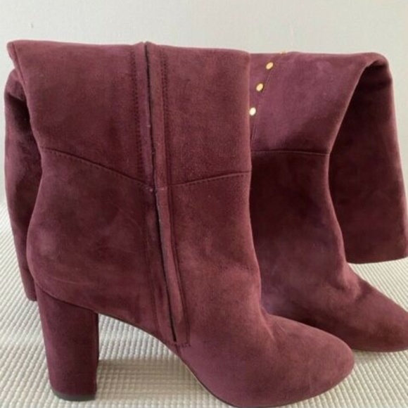 Ralph Lauren Suede Tall Boots Burgundy Atherton - Picture 5 of 7